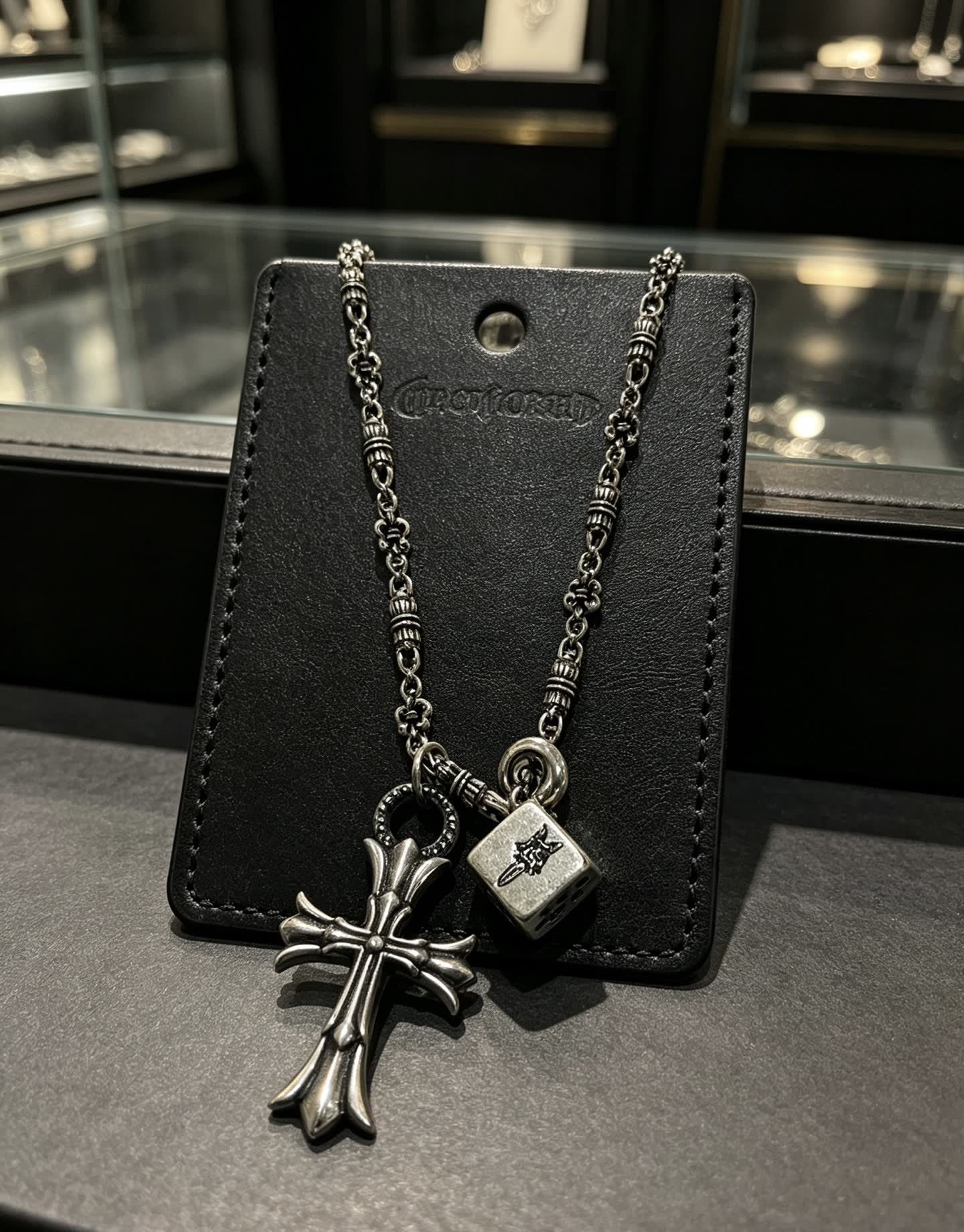 Chrome Hearts Silver Cross Pendant Necklace